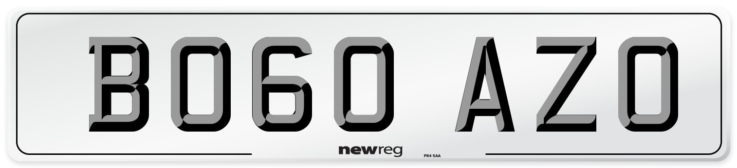 BO60 AZO Number Plate from New Reg
